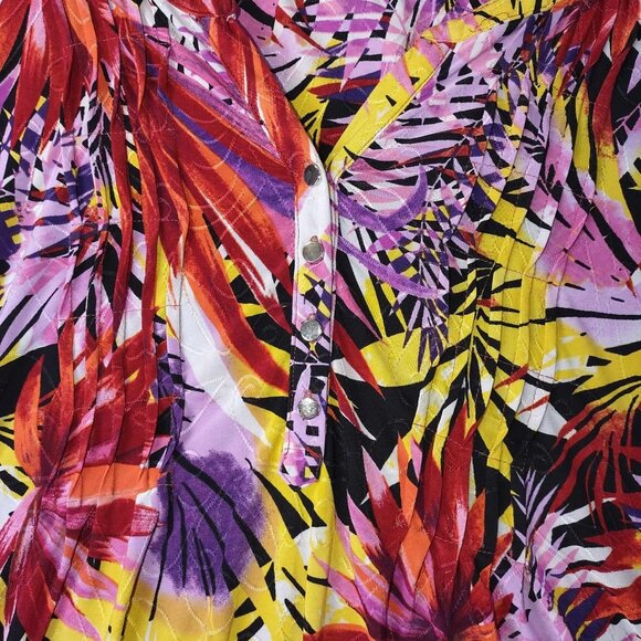 Cocomo Womens Red‎ & purple Short Sleeve Beachy Hawaiian Buttonup Collared Shirt - Picture 9 of 9